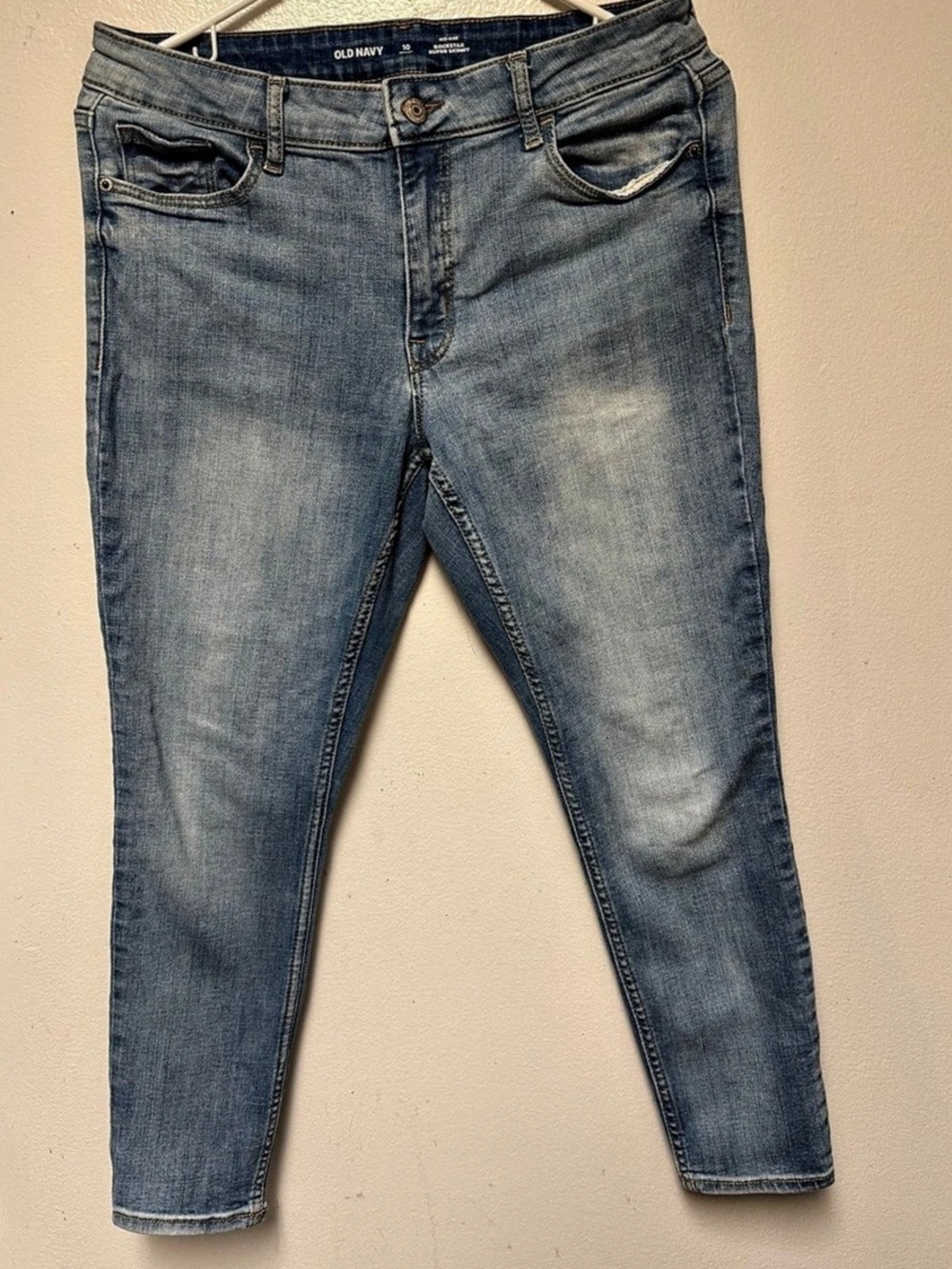 Old Navy Mid-Rise Rockstar Super Skinny Jeans Blue Waist 10